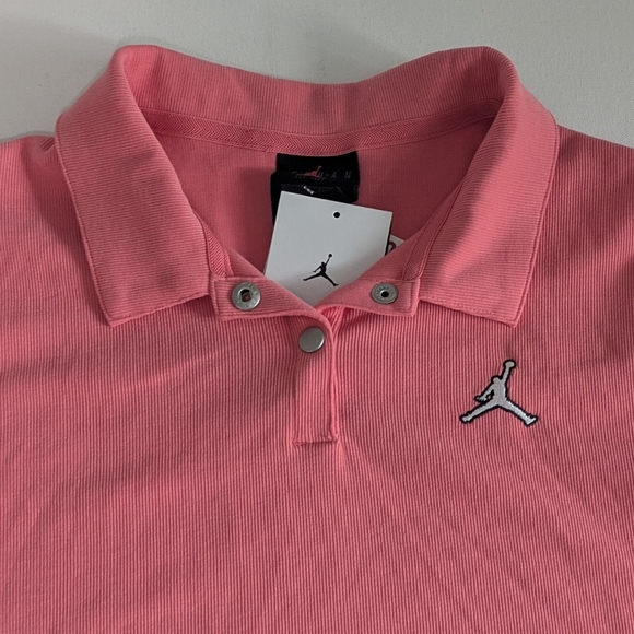 Jordan Nike New Women's Ribbed Cropped Polo Shirt Size L Color Pink Crop Top - Picture 5 of 11